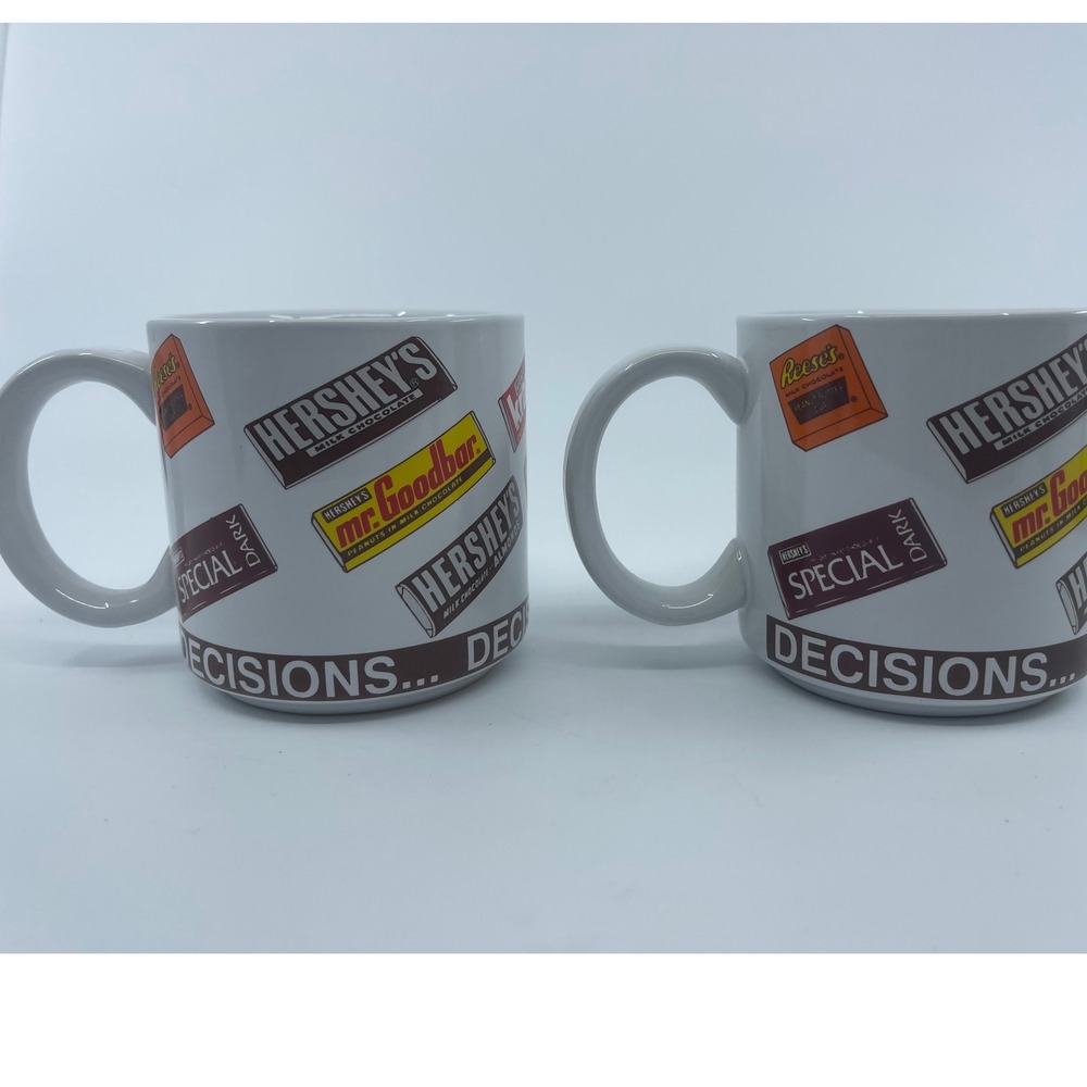 Hershey Chocolate Candy Bar Mugs Set of‎ 2 Decisions... Ceramic Coffee Cups